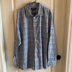 NWT Claiborne Stretch Fierce Blue Check 2XLT Dress Shirt.
